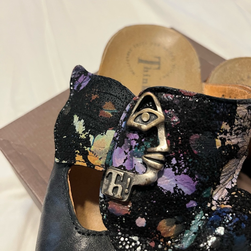 Think! Black and Purple Mules & Clogs